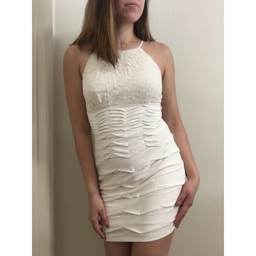 White Ruffled Bodycon Dress